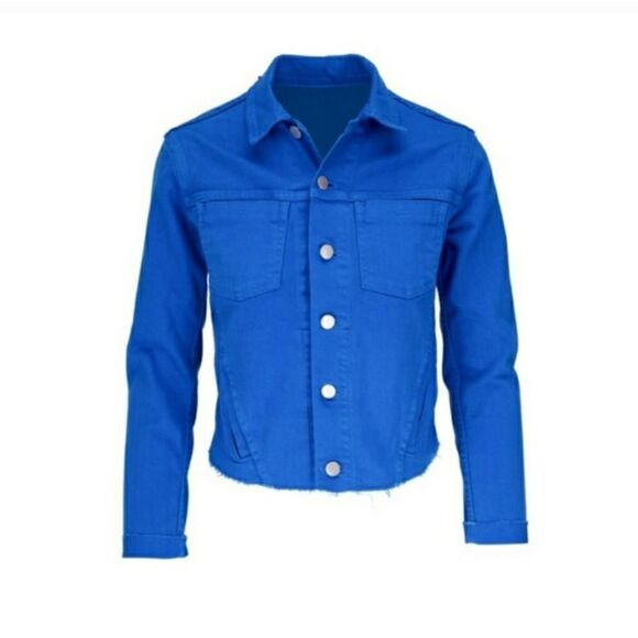 L'Agence Janelle Denim Azure Blue Jean Jacket Cropped Size XS - Picture 4 of 10